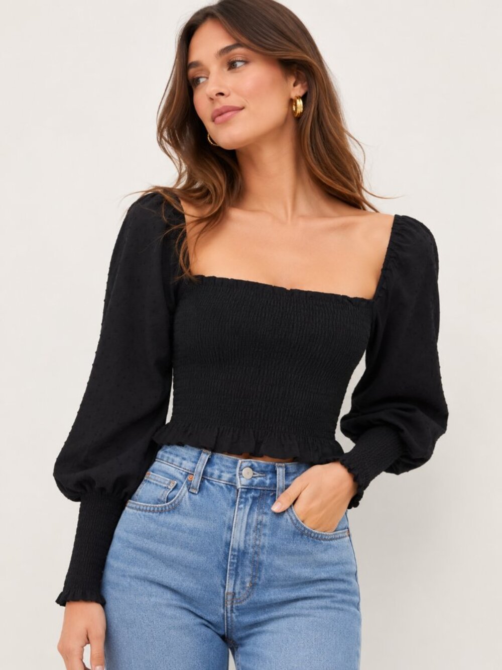 Hill House Home, Long Sleeve Grace Nap Top, Black, Size S